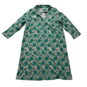 NWT J. Jill Shirt Dress Women's‎ Small Tall Beige Green Embroidered Floral Boho